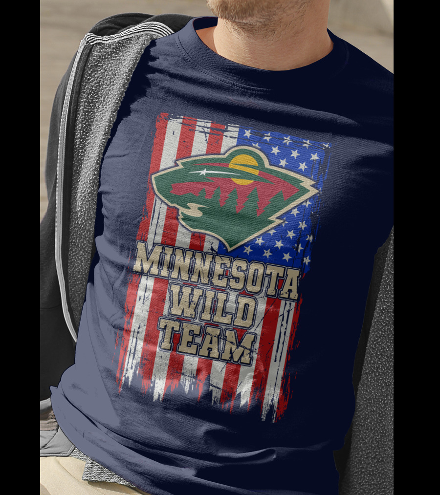 Minnesota Wild Team American Flag T-Shirt