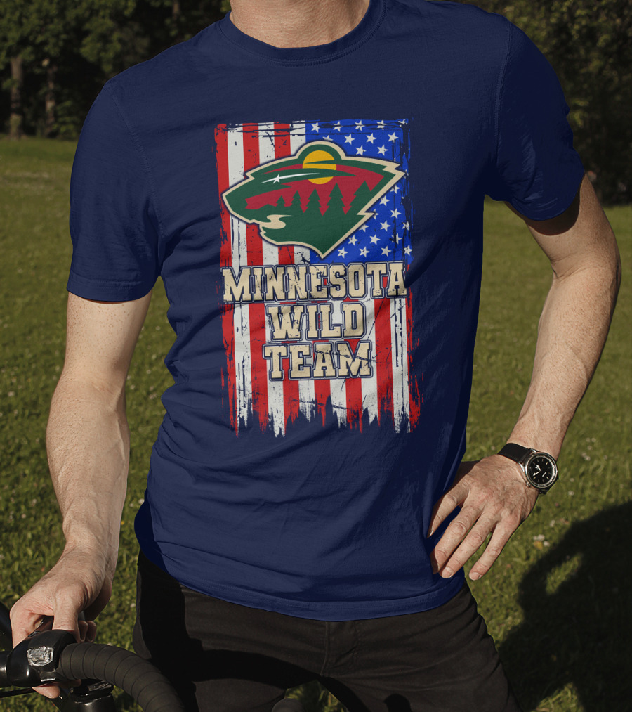 Minnesota Wild Team American Flag T-Shirt