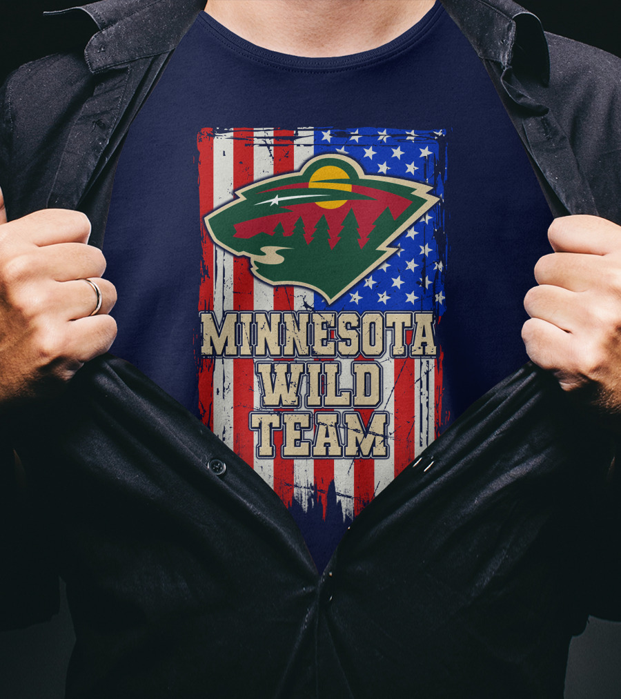 Minnesota Wild Team American Flag T-Shirt