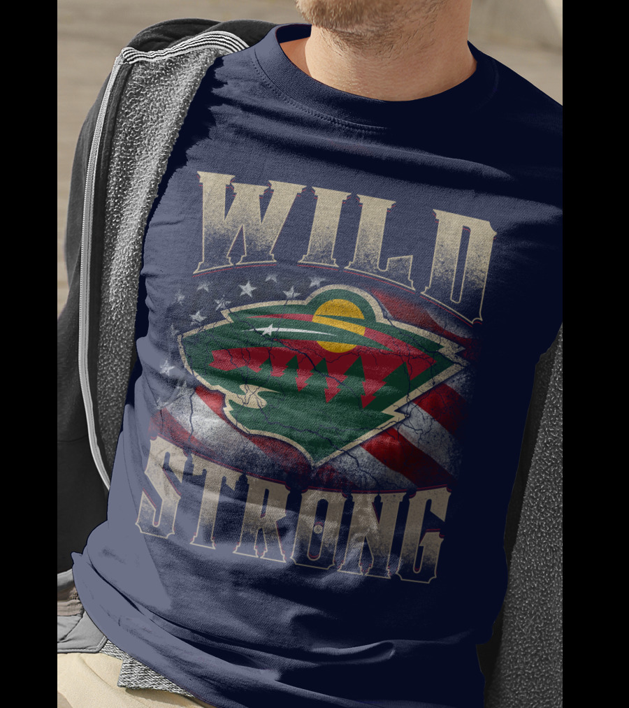 Wild Strong Minnesota Wild Logo American Flag T-Shirt