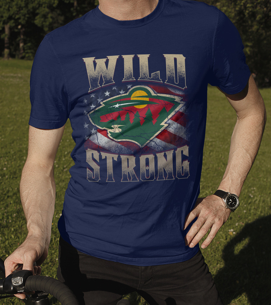 Wild Strong Minnesota Wild Logo American Flag T-Shirt