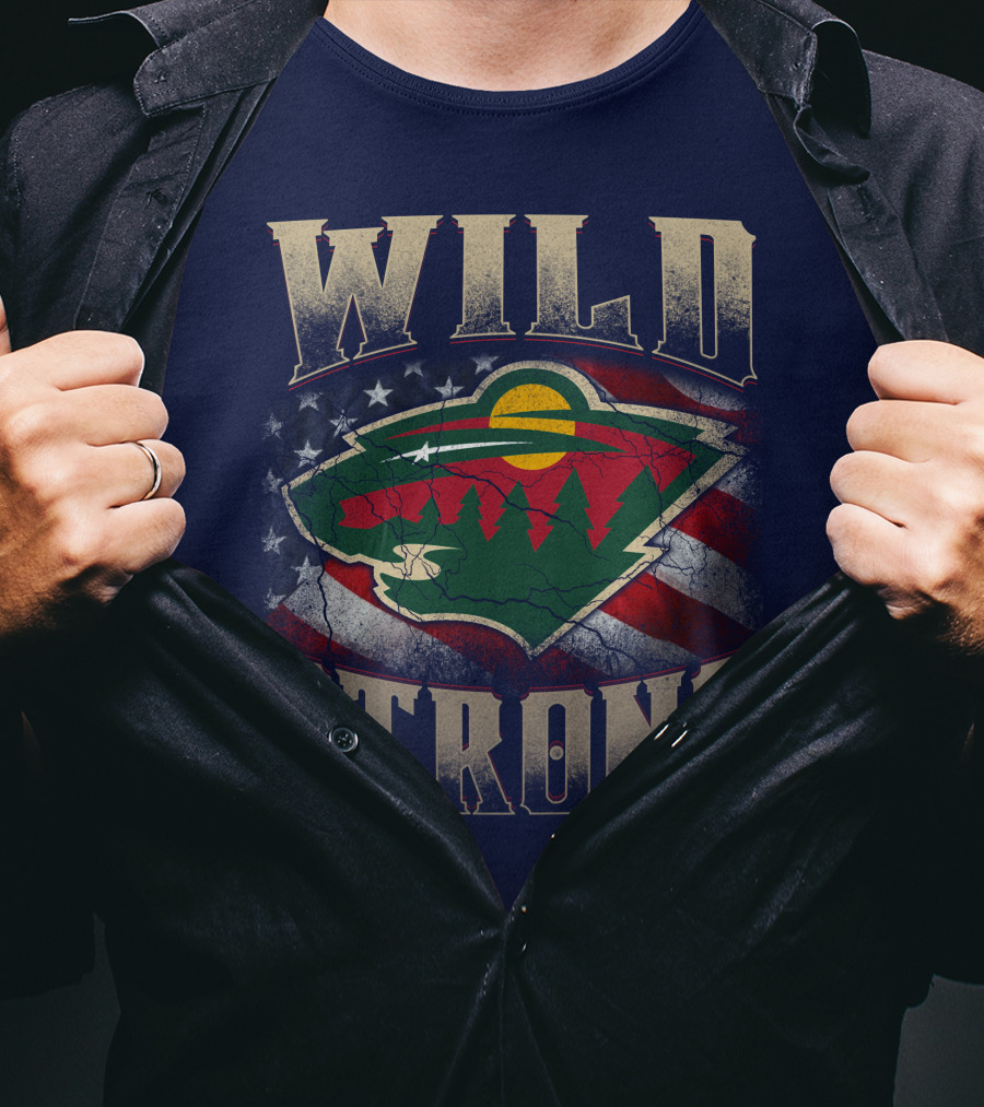 Wild Strong Minnesota Wild Logo American Flag T-Shirt