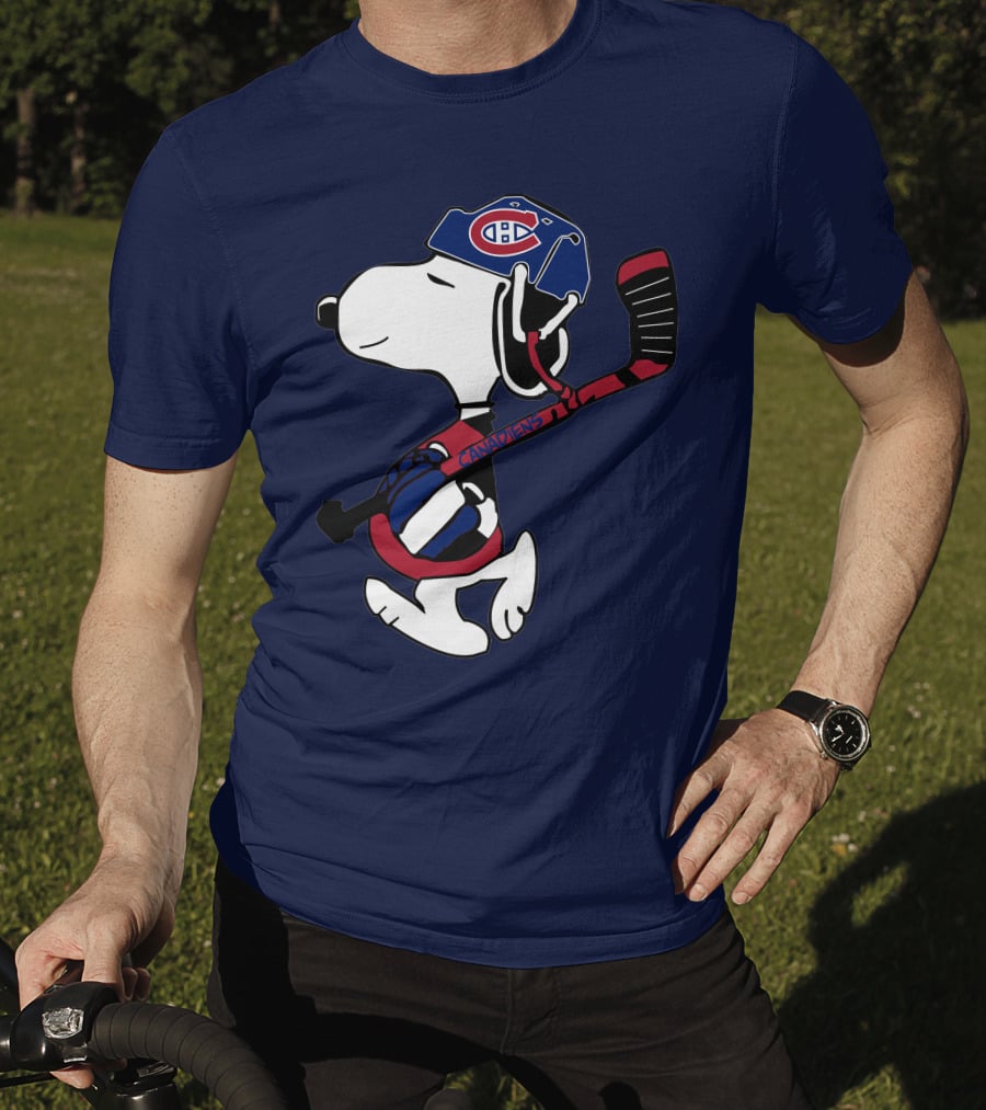 Canadiens Snoopy With Hockey Helmet And Stick T-Shirt