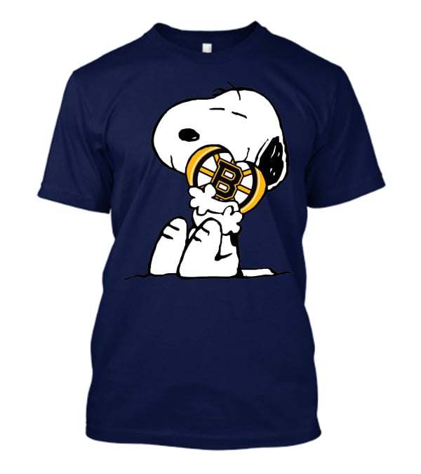 Snoopy With Boston Bruins Logo Embrace T-Shirt