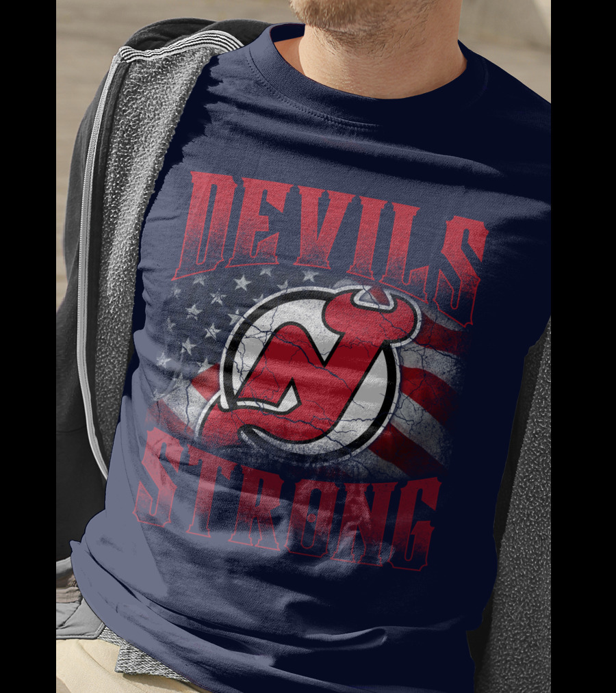 New Jersey Devils Strong Usa Flag T-Shirt