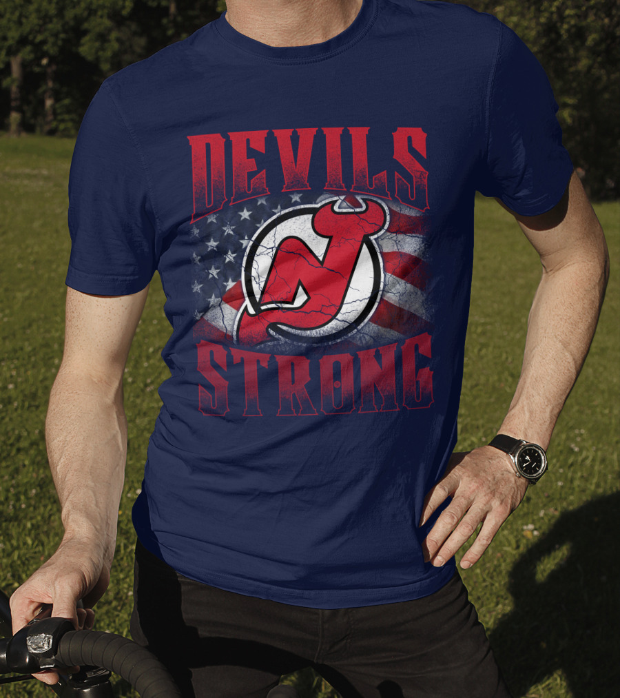 New Jersey Devils Strong Usa Flag T-Shirt
