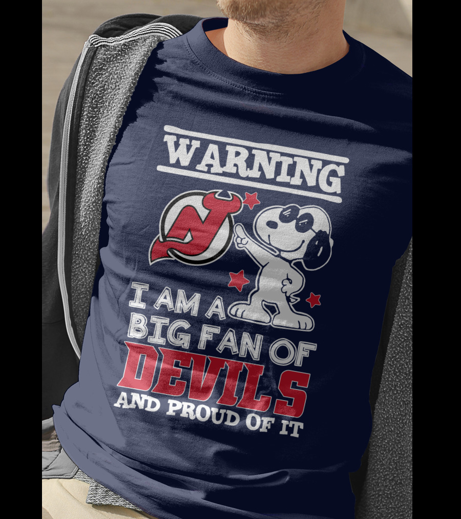 Warning New Jersey Devils Big Fan And Proud Of It T-Shirt