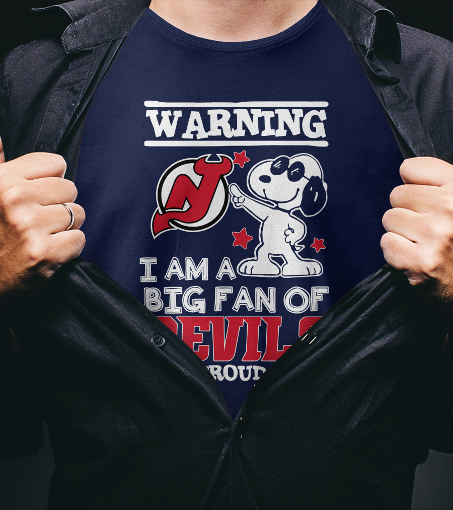Warning New Jersey Devils Big Fan And Proud Of It T-Shirt