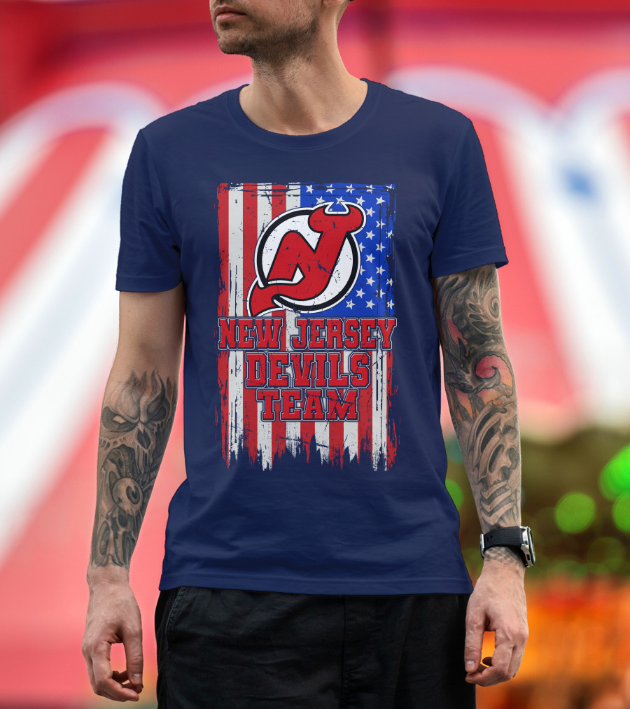 New Jersey Devils Team American Flag T-Shirt