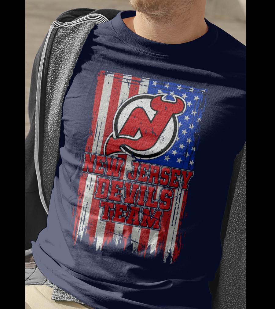 New Jersey Devils Team American Flag T-Shirt