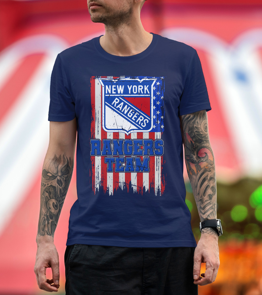 New York Rangers Team American Flag Style T-Shirt
