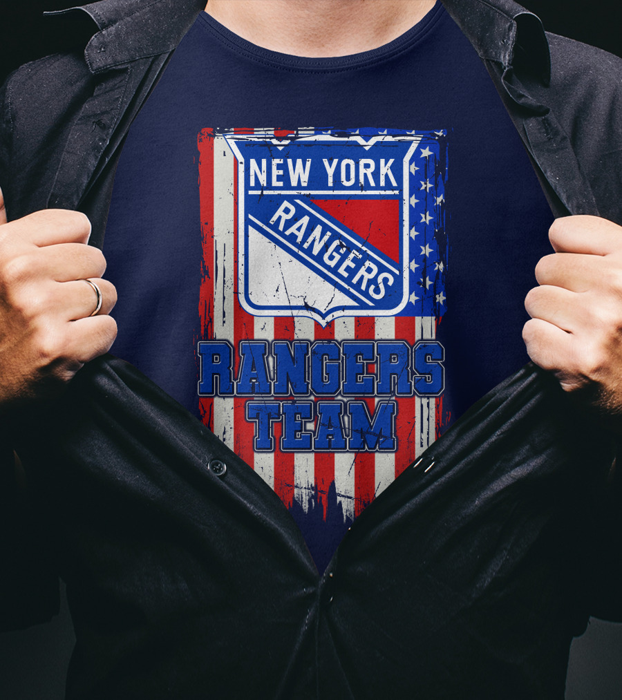 New York Rangers Team American Flag Style T-Shirt