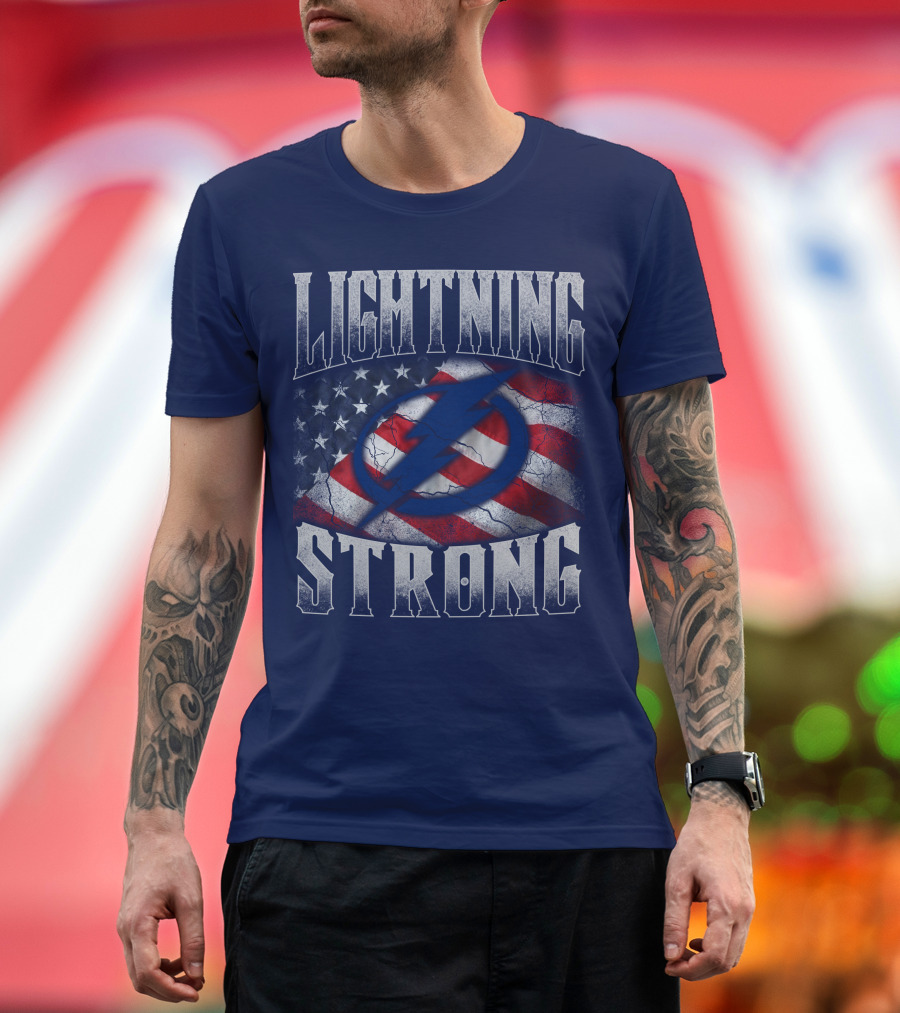 Tampa Bay Lightning Strong American Flag T-Shirt