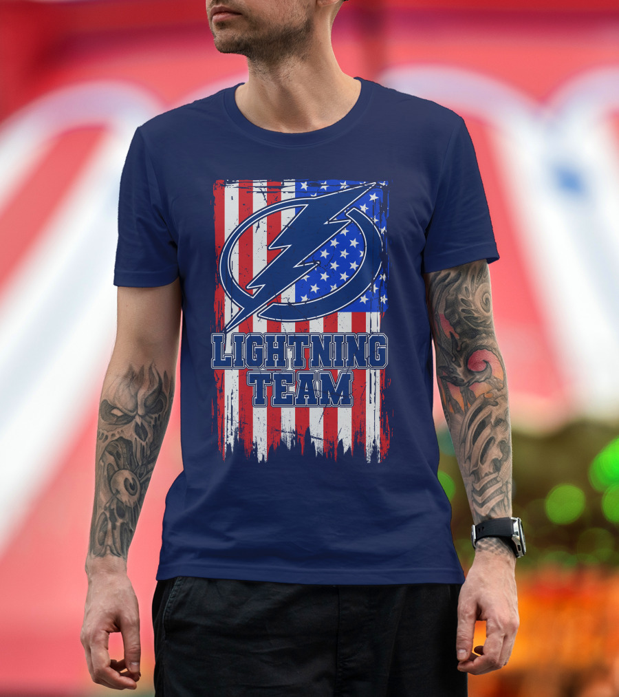 Tampa Bay Lightning Team American Flag T-Shirt