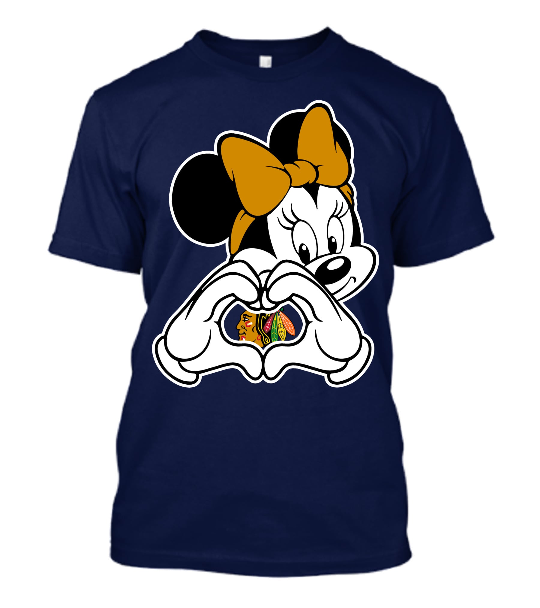 Minnie Mouse Heart Hands Chicago Blackhawks T-Shirt