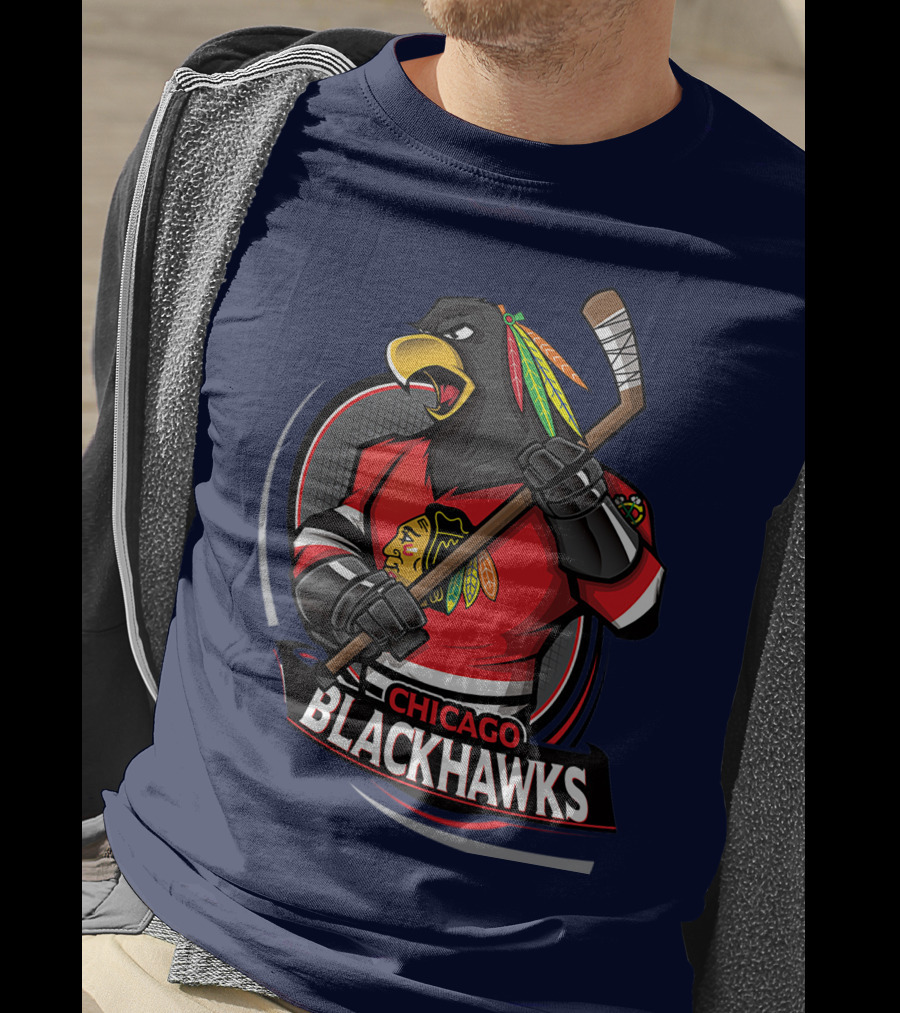 Chicago Blackhawks Hockey Logo Bird Mascot T-Shirt
