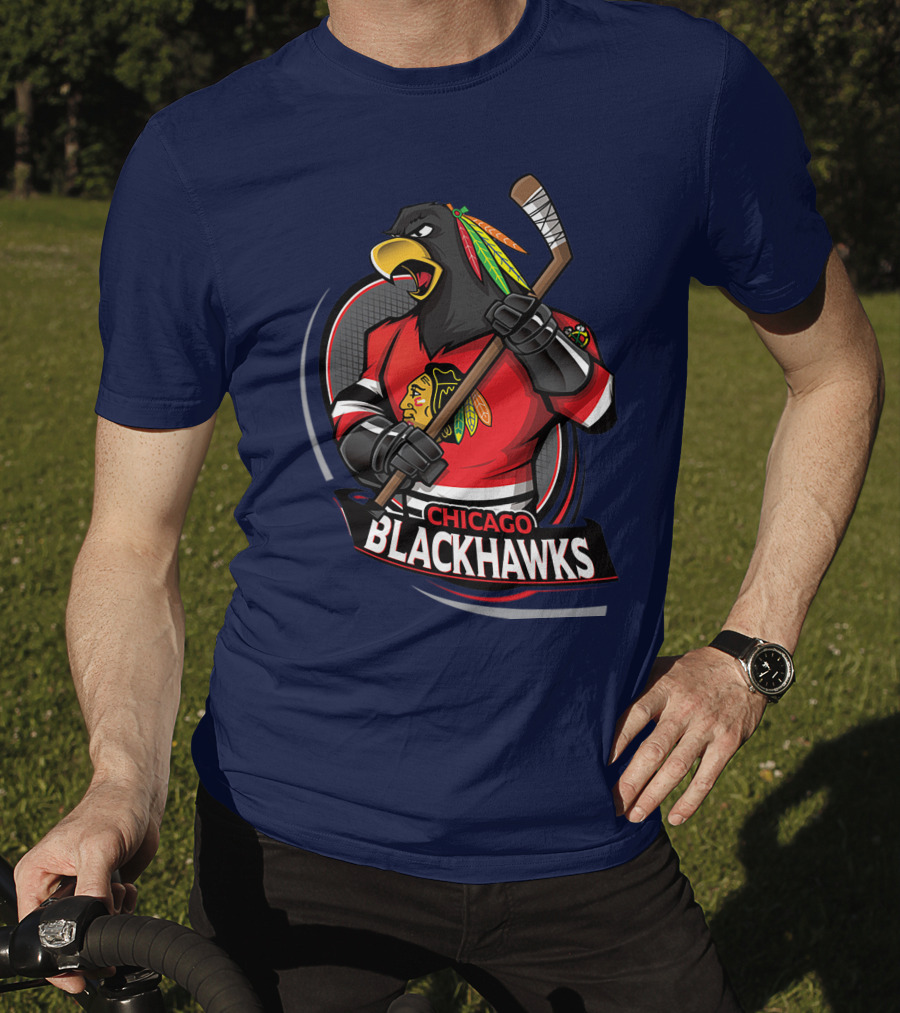 Chicago Blackhawks Hockey Logo Bird Mascot T-Shirt