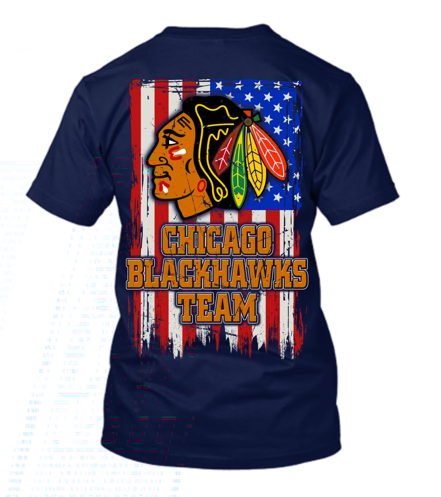 Chicago Blackhawks Team American Flag T-Shirt