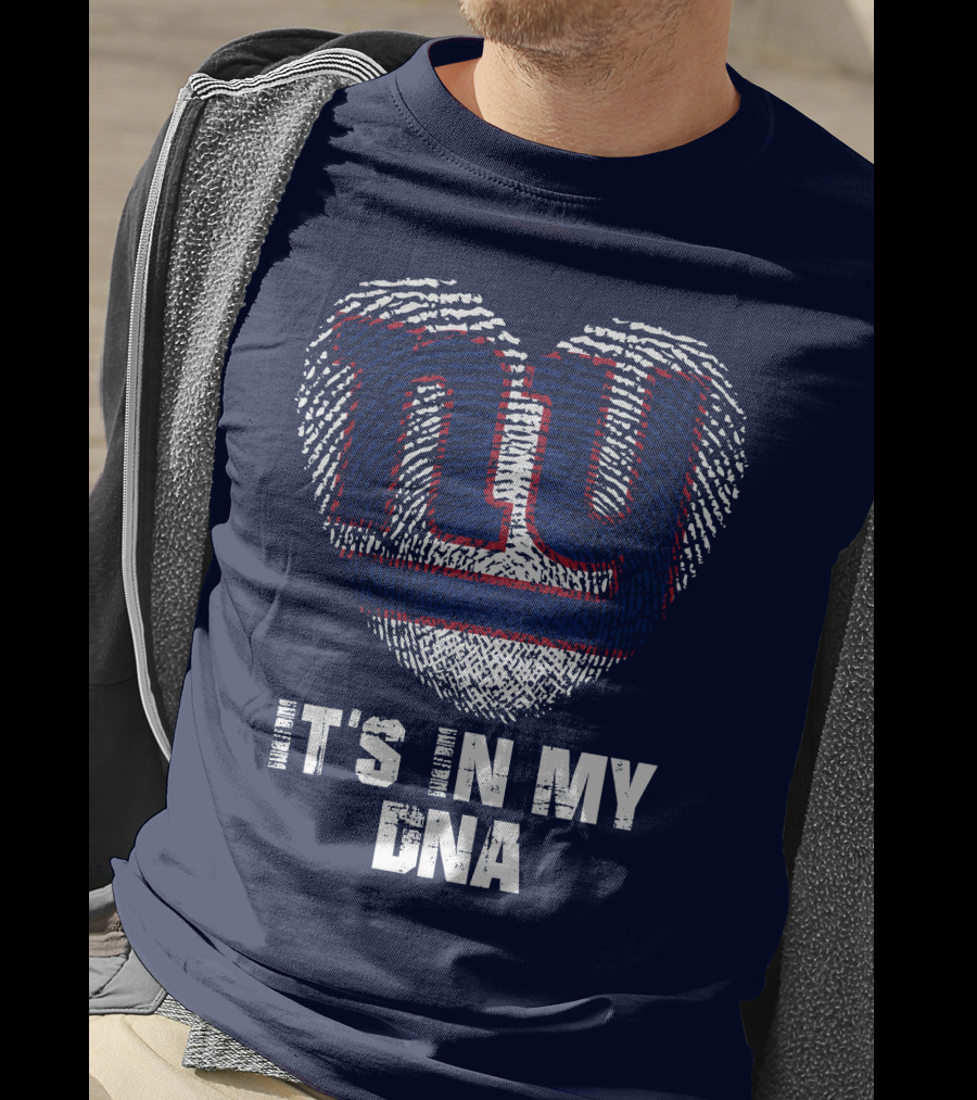 New York Giants It's In My Dna Heart Fingerprint T-Shirt