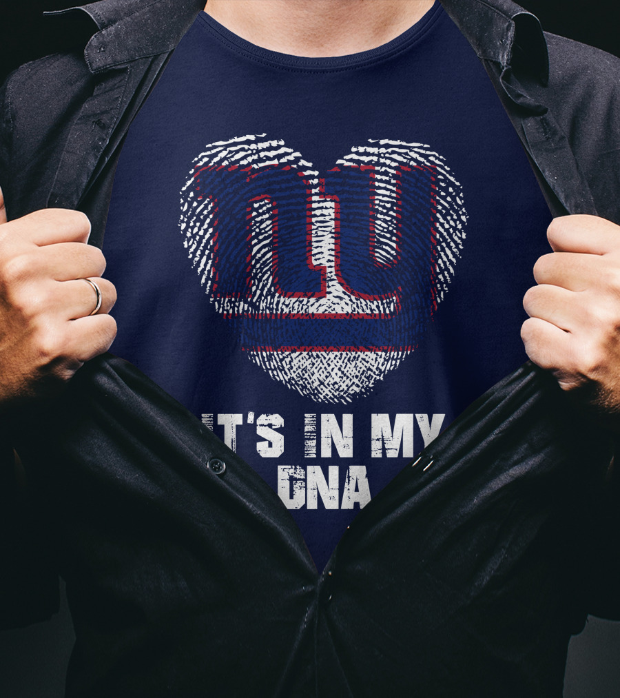 New York Giants It's In My Dna Heart Fingerprint T-Shirt