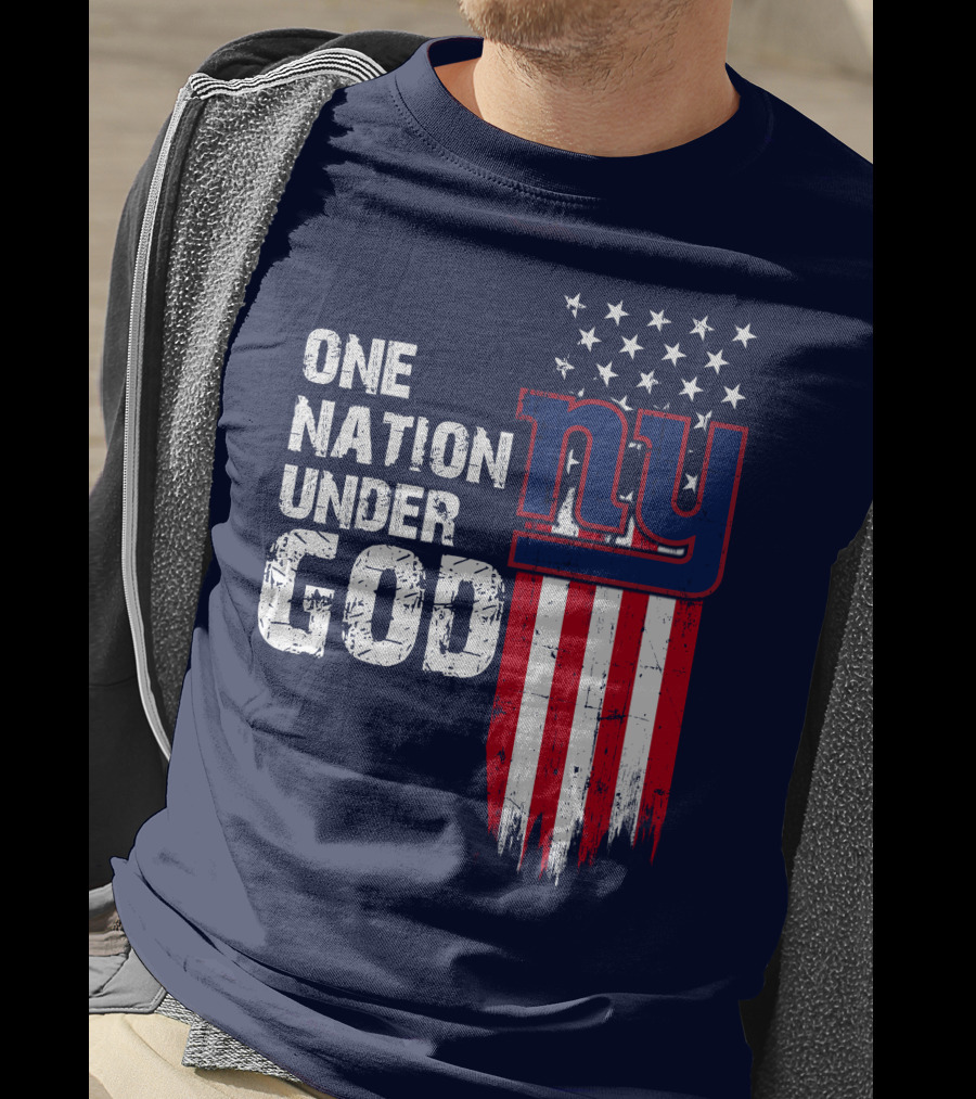 One Nation Under God Ny American Flag Design New York Giants T-Shirt