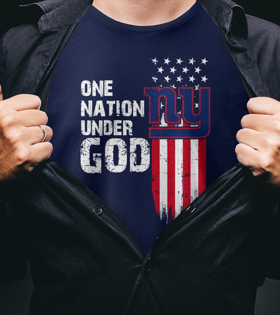 One Nation Under God Ny American Flag Design New York Giants T-Shirt