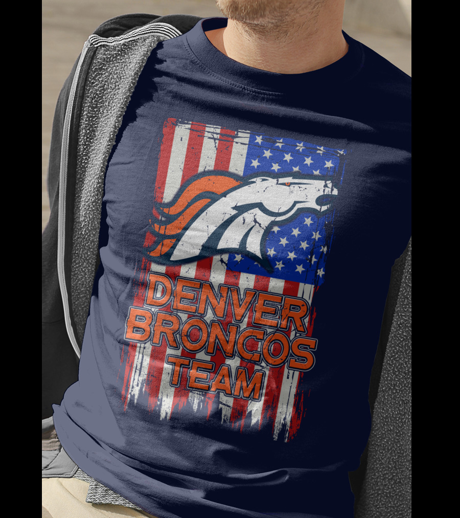 Denver Broncos Team American Flag T-Shirt