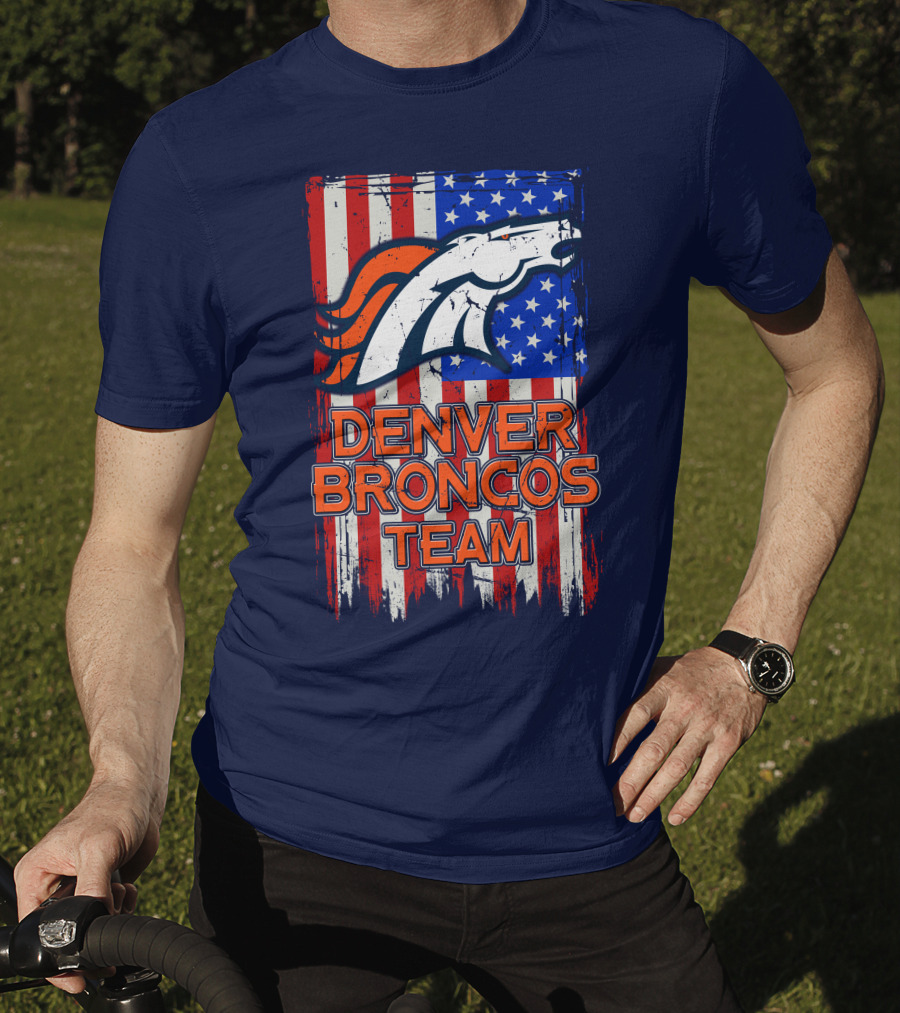 Denver Broncos Team American Flag T-Shirt