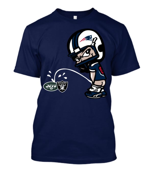 New England Patriots Jets Raiders Rivalry Cartoon T-Shirt