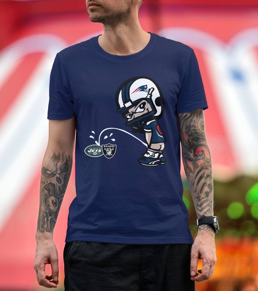 New England Patriots Jets Raiders Rivalry Cartoon T-Shirt