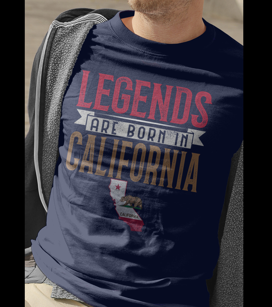 Legends Are Born In California State Flag Bear T-Shirt