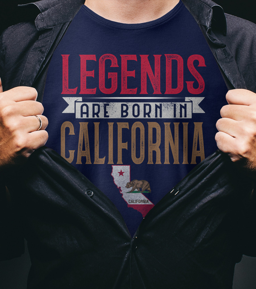 Legends Are Born In California State Flag Bear T-Shirt