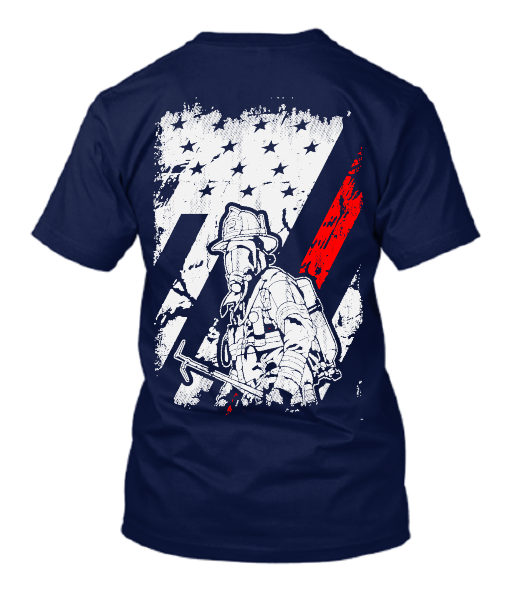 The Firefighters American Flag Tribute Heroic Firefighter With Axe And Stars And Stripes T-Shirt