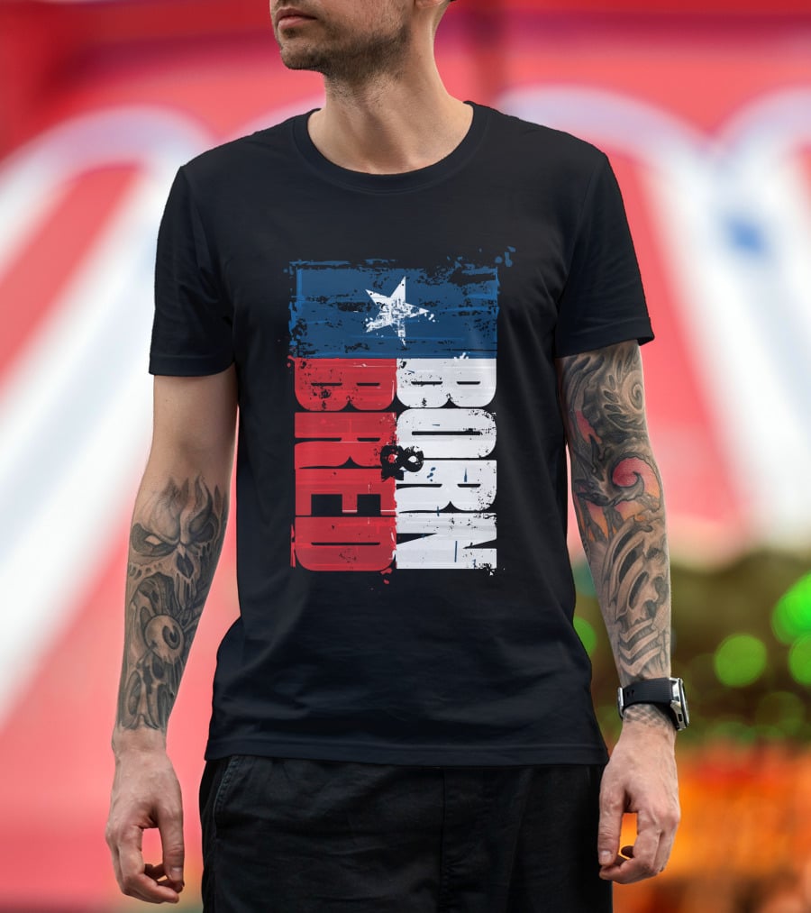 Born & Bred Texas Flag Star Grunge Style T-Shirt
