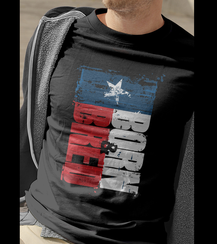 Born & Bred Texas Flag Star Grunge Style T-Shirt