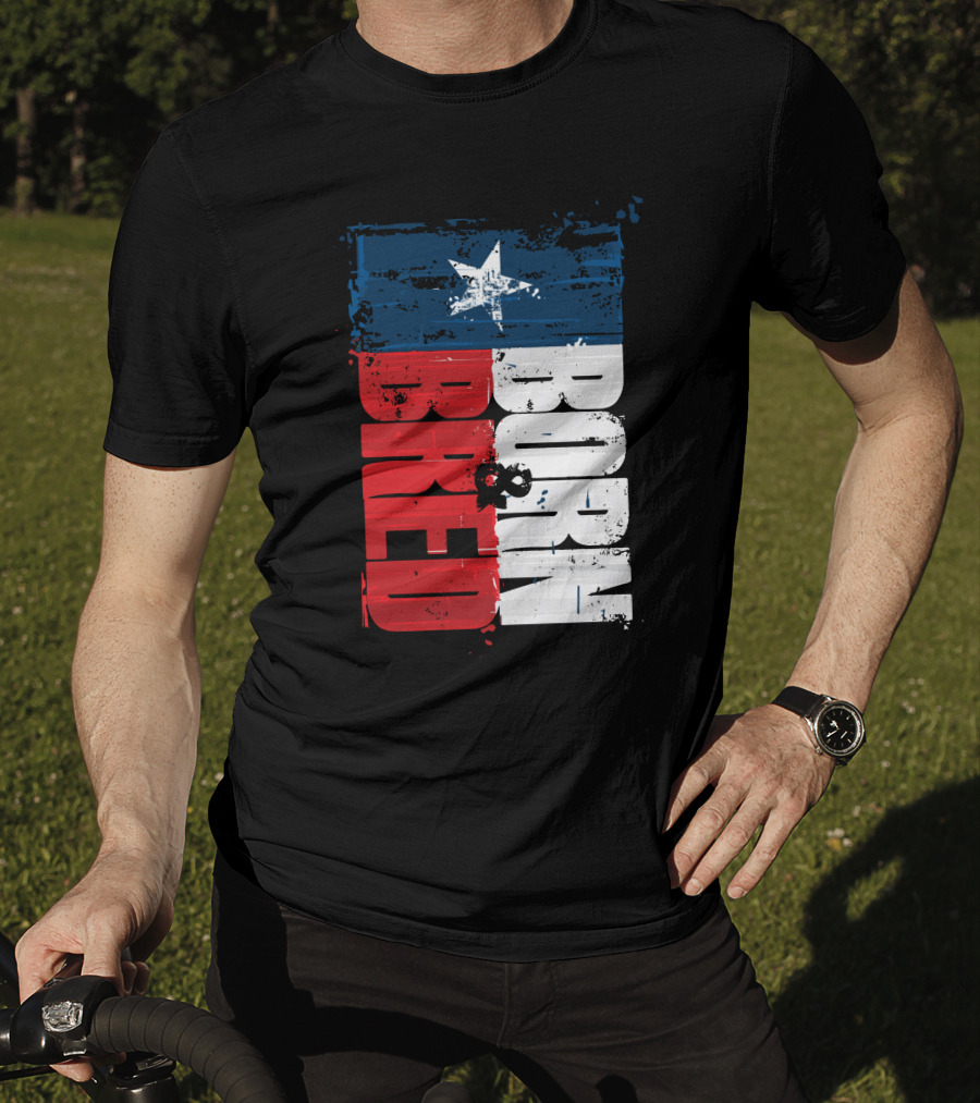 Born & Bred Texas Flag Star Grunge Style T-Shirt