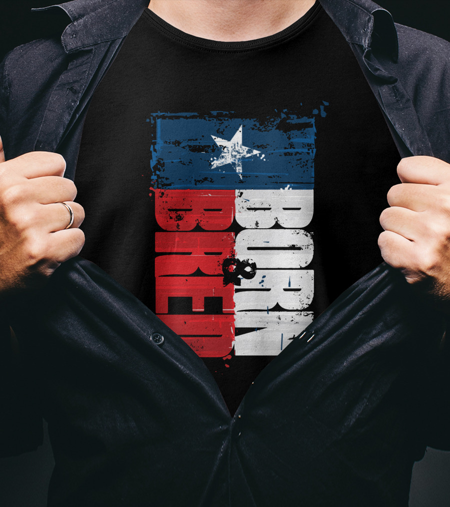 Born & Bred Texas Flag Star Grunge Style T-Shirt