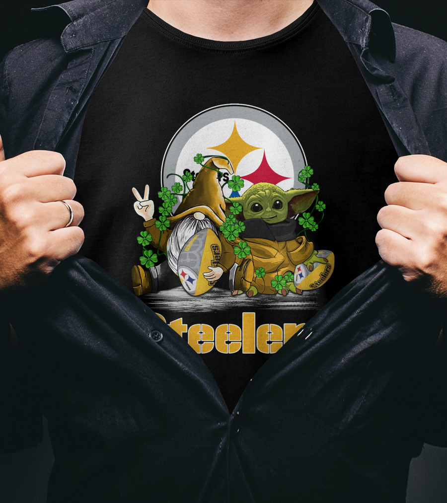 Steelers Shamrock Gnome And Green Alien Football T-Shirt