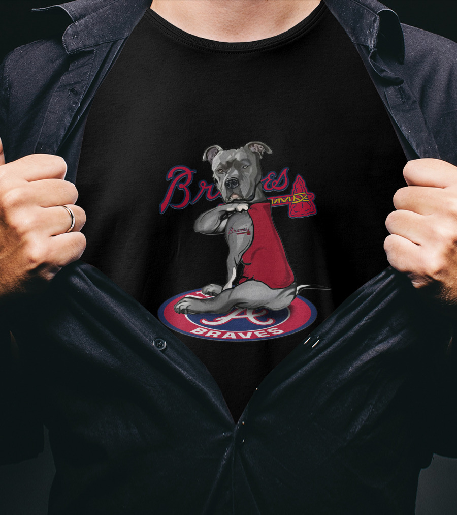 Braves Dog Red Jersey Atlanta Braves Pitbull T-Shirt
