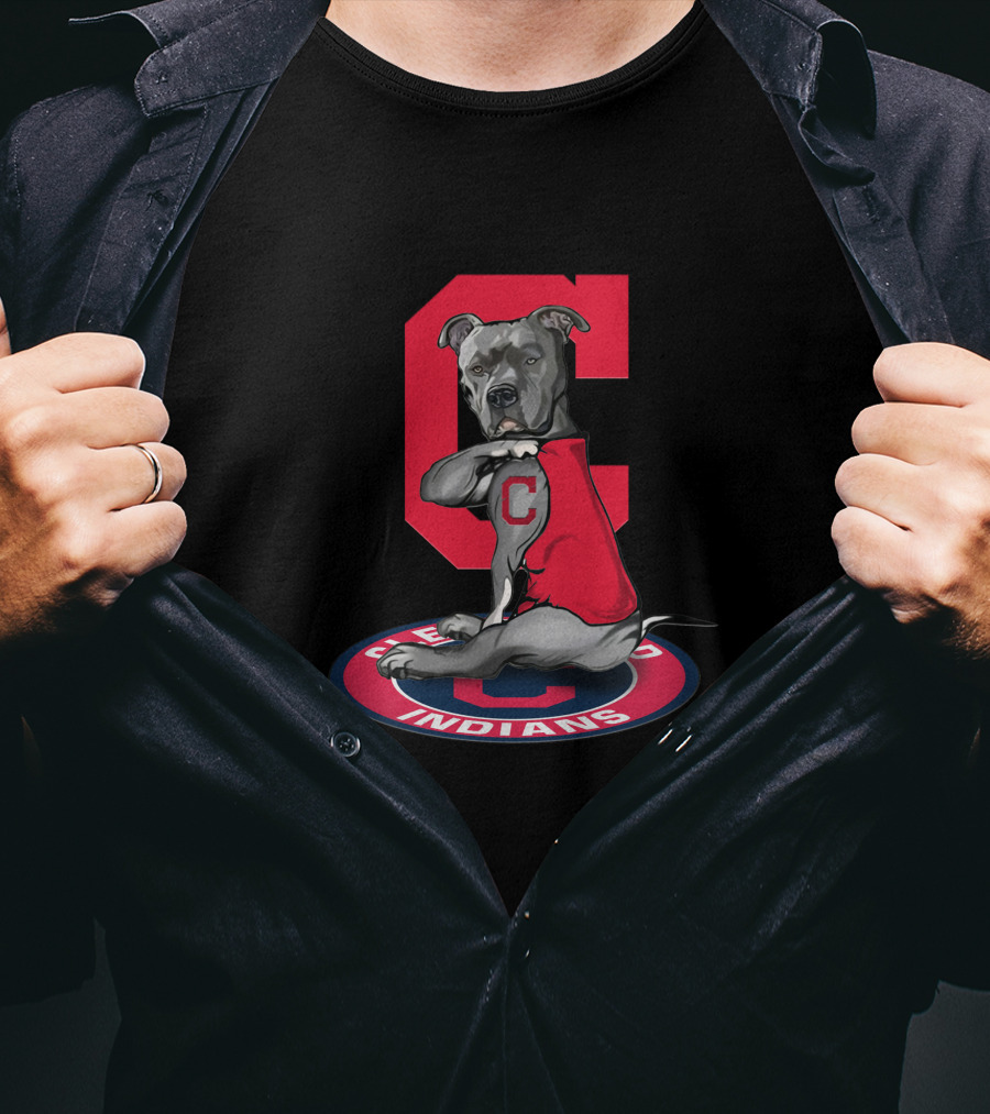 Cleveland Indians Pitbull With Red C T-Shirt