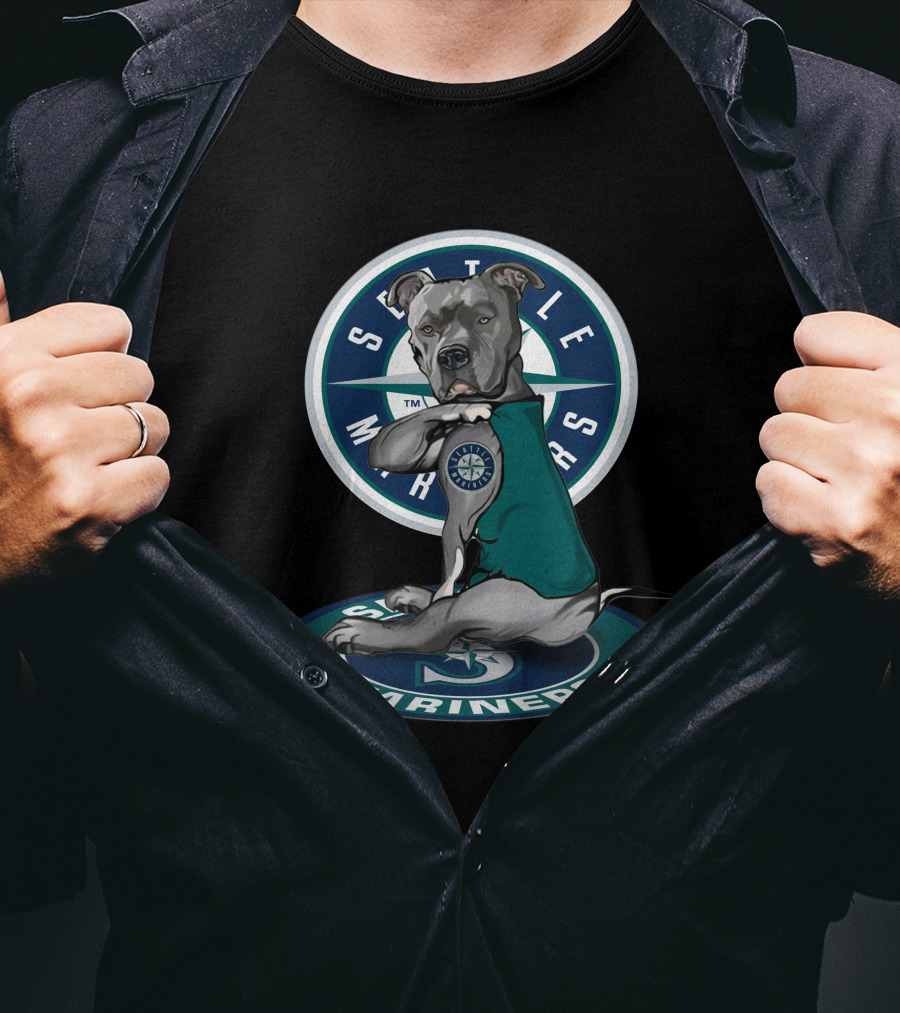 Seattle Mariners Pit Bull Mascot With Team T-Shirt