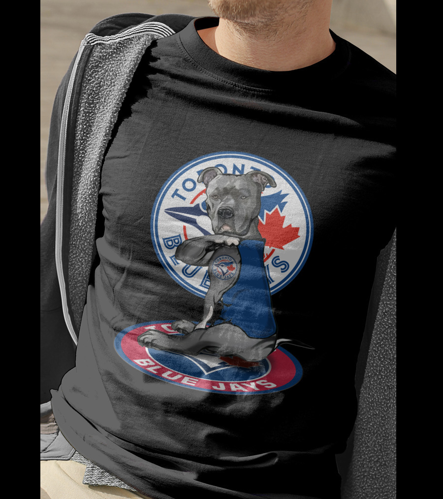Toronto Blue Jays Dog Mascot With Logo And Canadian Maple Leaf T-Shirt