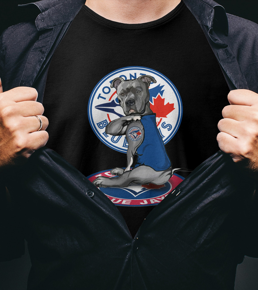 Toronto Blue Jays Dog Mascot With Logo And Canadian Maple Leaf T-Shirt