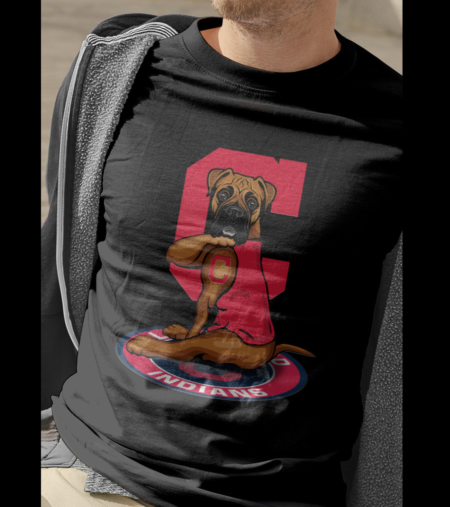 Cleveland Indians Dog Mascot Retro Crest T-Shirt