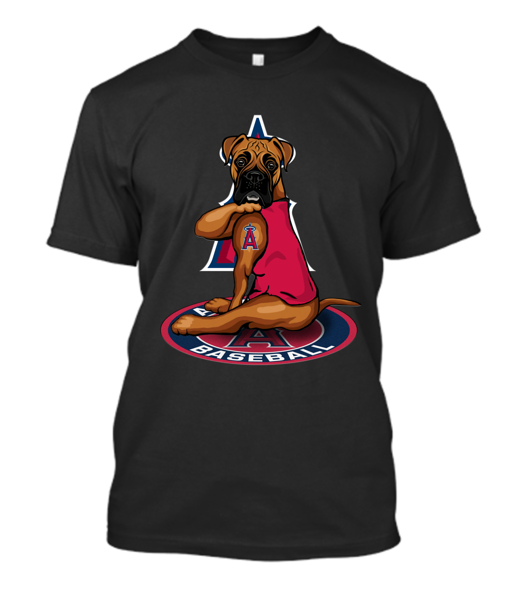 Los Angeles Angels Baseball Boxer Dog T-Shirt