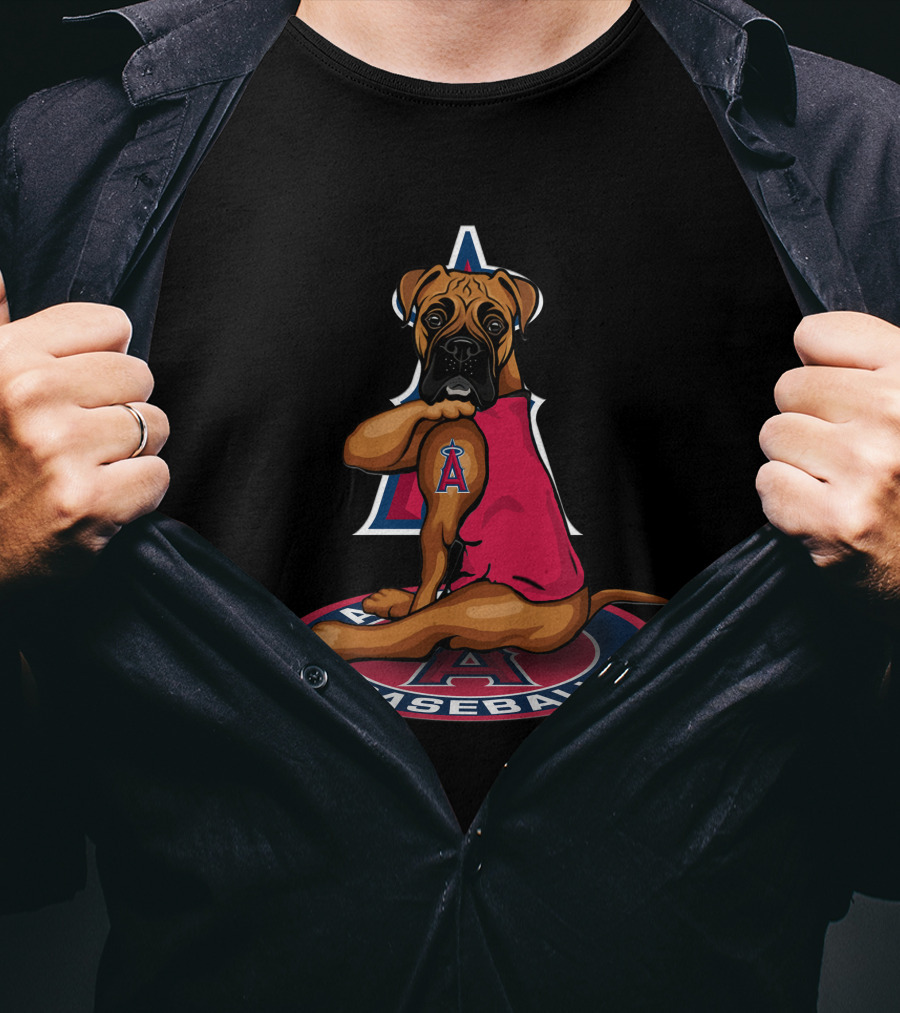 Los Angeles Angels Baseball Boxer Dog T-Shirt