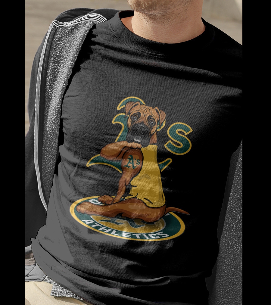 Oakland Athletics Dog With A's Logo And Team Colors T-Shirt