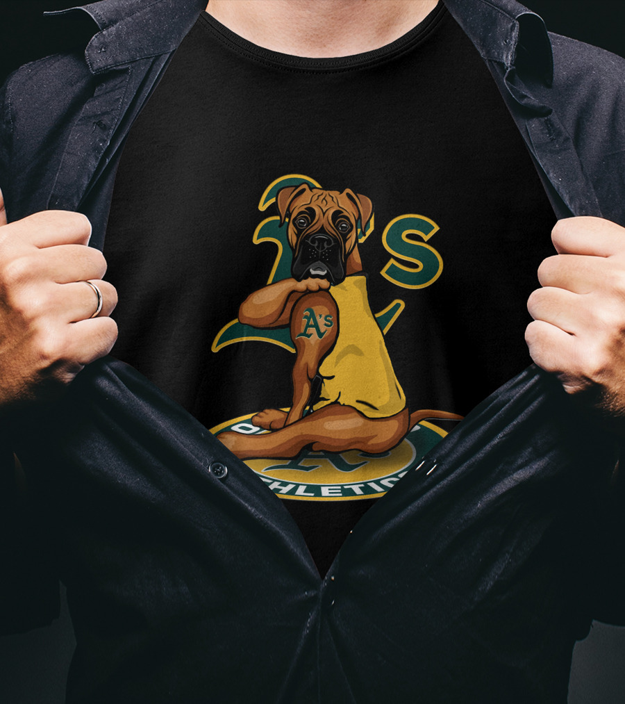 Oakland Athletics Dog With A's Logo And Team Colors T-Shirt