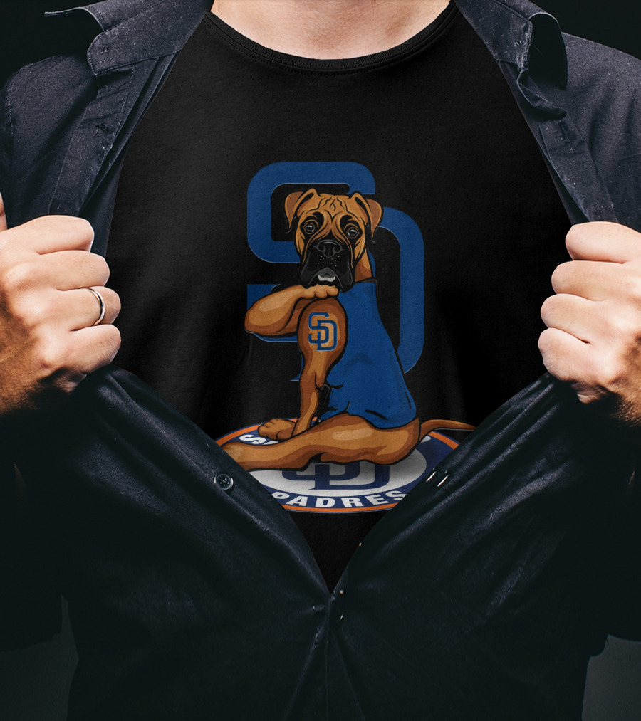 San Diego Padres Boxer Dog Logo Blue Jersey T-Shirt