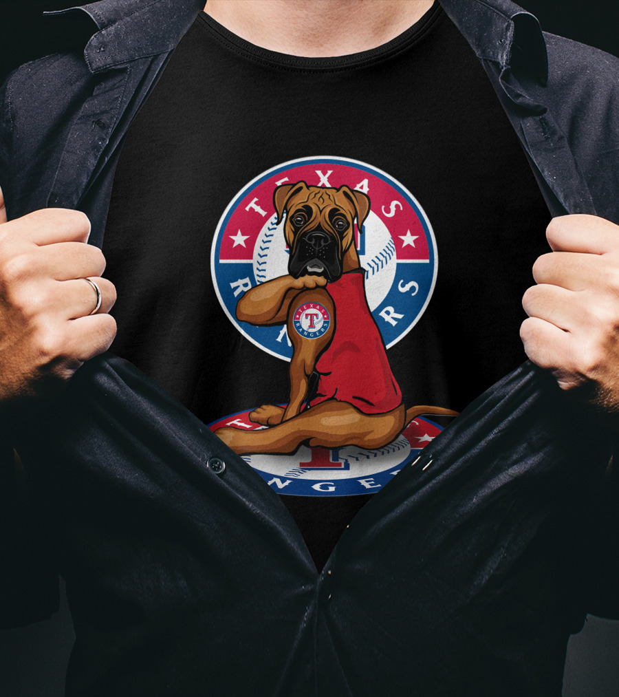 Texas Rangers Dog With Baseball T-Shirt